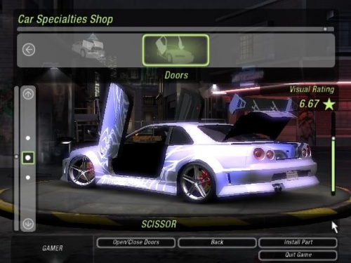 Mój Nissan SkyLine GT-R34 do Turnieju o mistrza kierownicy BayView w grze NFS Underground 2