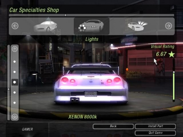 Mój Nissan SkyLine GT-R34 do Turnieju o mistrza kierownicy BayView w grze NFS Underground 2