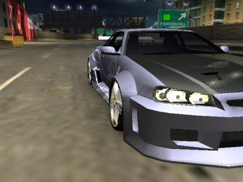 Mój Nissan SkyLine GT-R34 do Turnieju o mistrza kierownicy BayView w grze NFS Underground 2