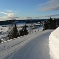 Gamlestølen in snow from mouintain